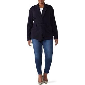 Derek Lam Collective Women's Navy Pointed Collar Belted Jacket Coat Size 52 XXXL